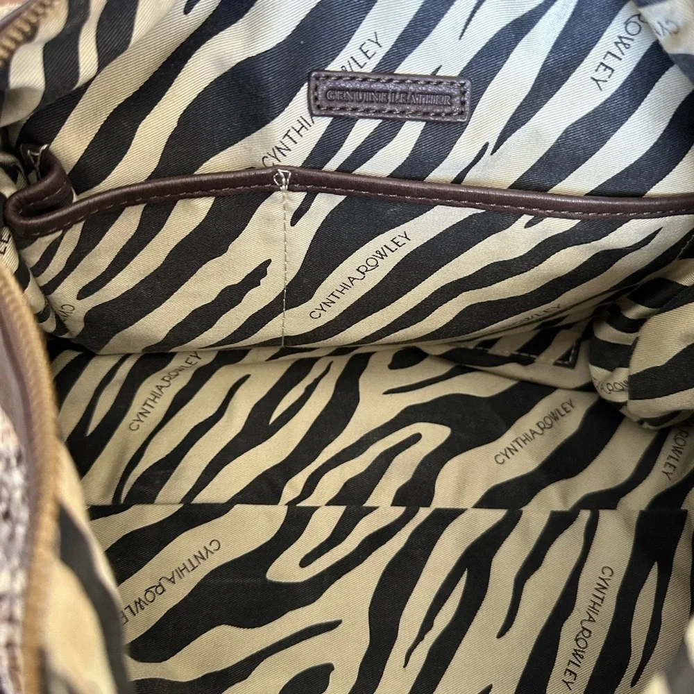 Cynthia Rowley Embossed Snake Boston Bag Fully Authenticated Gold Hardware EUC